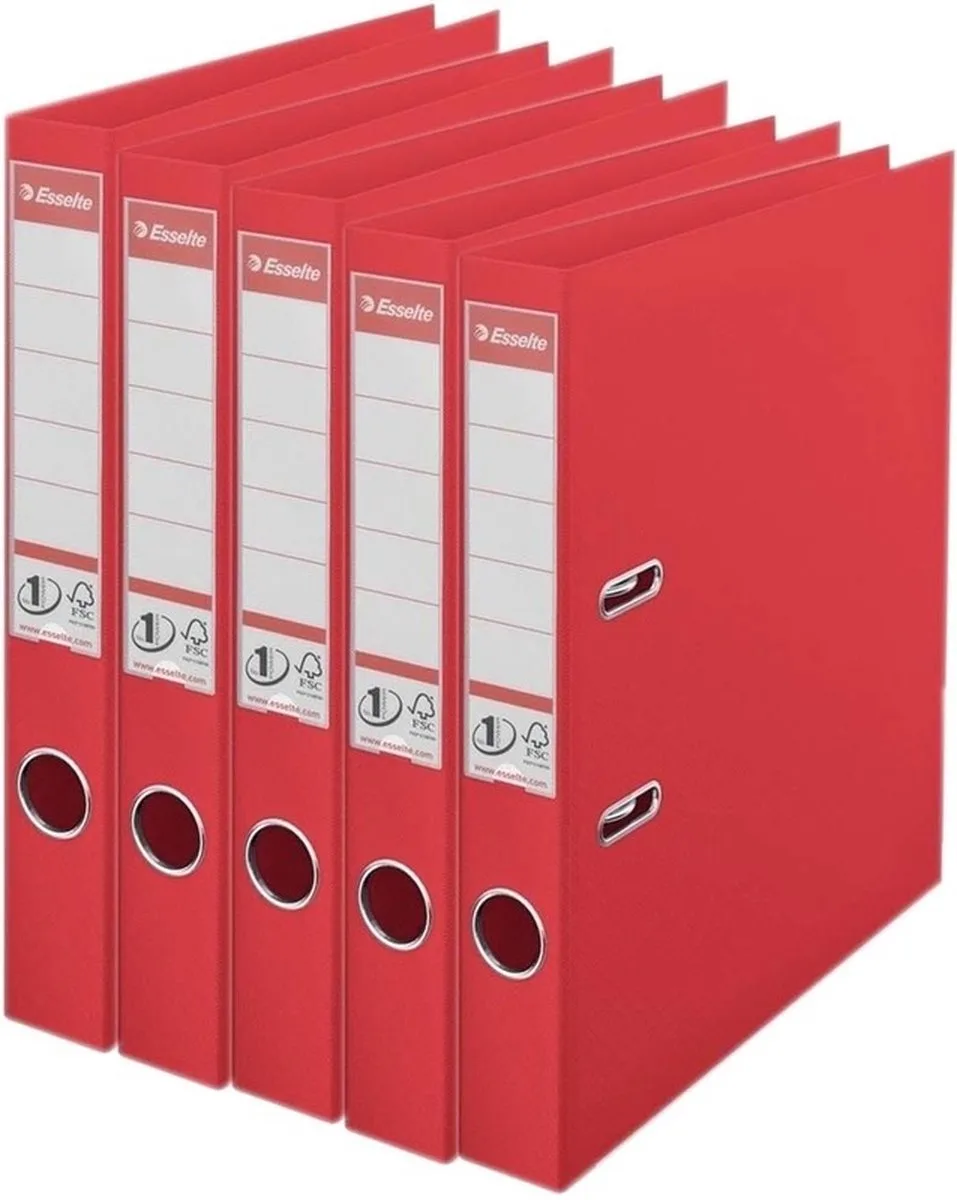 Ringband mappen/ordners - 5x - A4 - opbergen - kantoorartikelen de Esselte en Rouge – photo produit