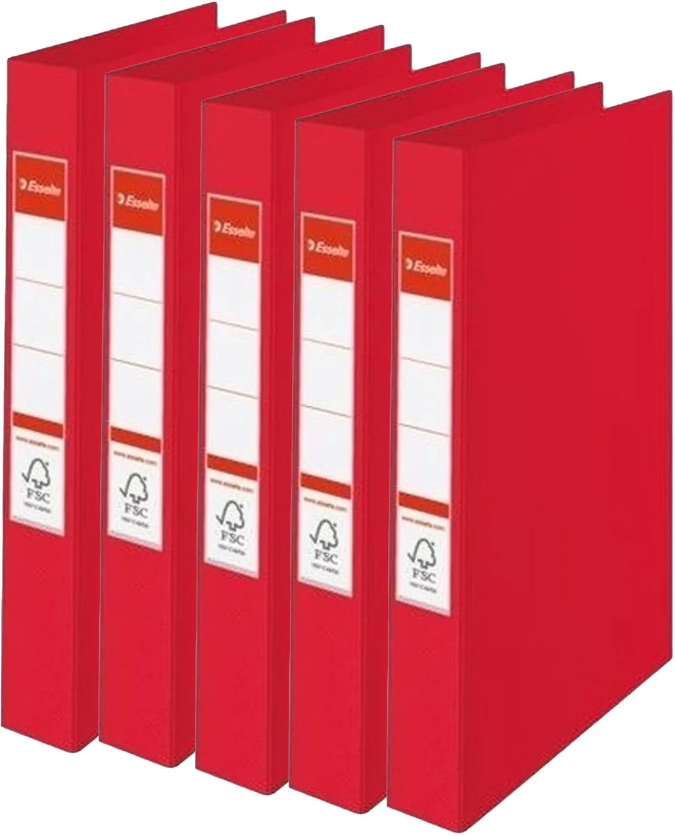 Ringband mappen/ordners - 5x - A4 - opbergen - kantoorartikelen de Esselte en Rouge – photo produit
