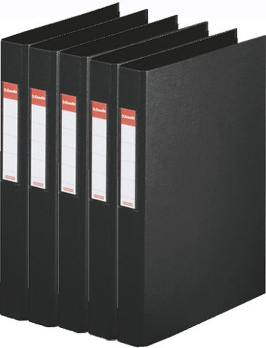 Ringband mappen/ordners - 5x - A4 - opbergen - kantoorartikelen van Esselte in Zwart – productfoto