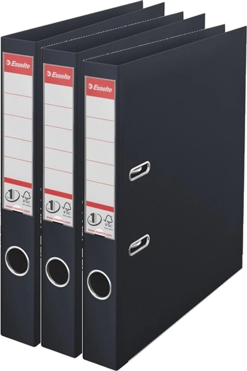 Ringband mappen/ordners - Set van 8x stuks - A4 - opbergen - kantoorartikelen fra Esselte i Sort – produktbillede