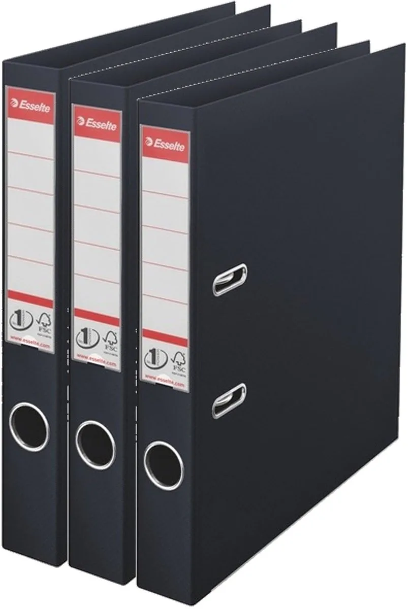 Set van 10x stuks ringband mappen/ordners 50 mm 2 gaats A4 - Documenten/papieren opbergen/bewaren - Kantoorartikelen de Esselte en Noir – photo produit