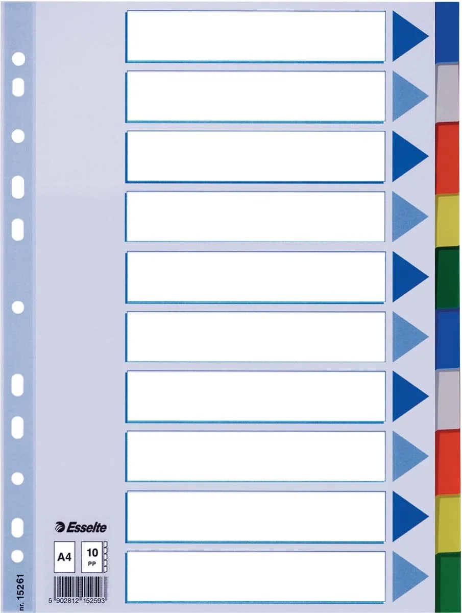Tabbladen esselte a4 11r pp 10dlg - 10 stuks de Esselte – photo produit