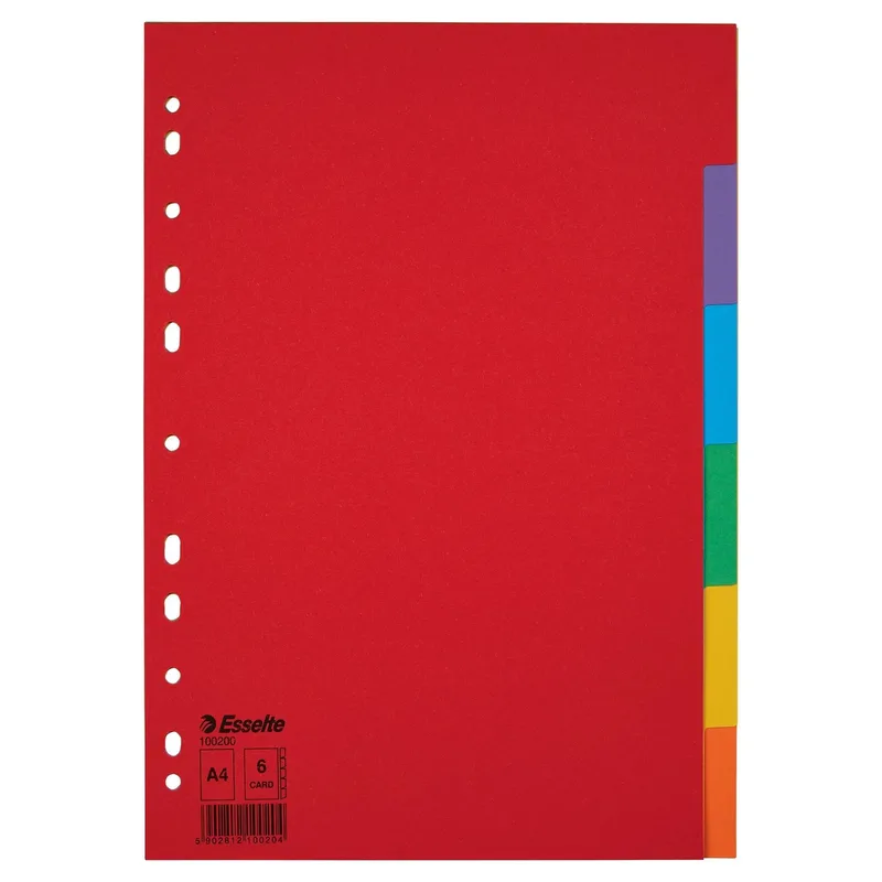 Tabbladen esselte economy a4 6dlg karton 11r ass | 20 stuks by Esselte – product photo
