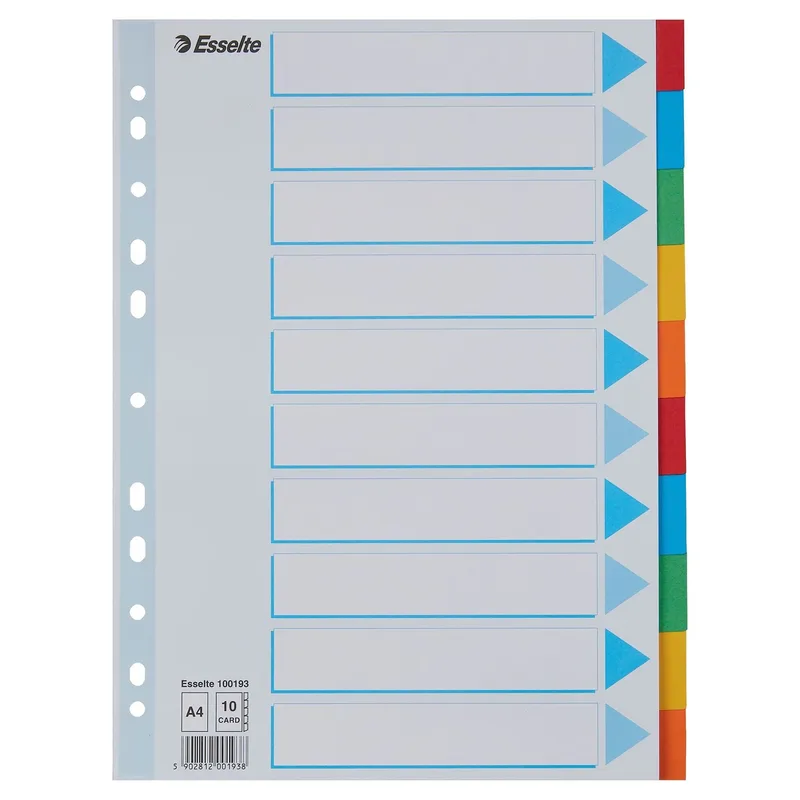 Tabbladen esselte stand a4 10dlg karton 11r ass | 10 stuks von Esselte – Produktfoto
