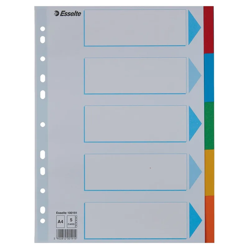 Tabbladen esselte stand a4 5dlg karton 11r ass | 20 stuks von Esselte – Produktfoto
