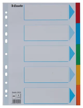 Tabbladen Esselte Standaard A4 5-delig karton 11-rings met voorblad assorti de Esselte – photo produit 1 sur 5