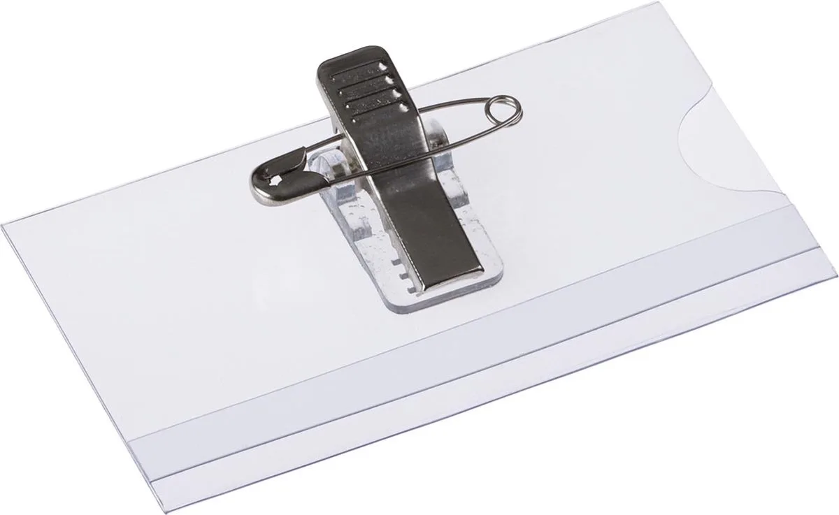badge met combiklem, ft 75 x 40 mm, 24 stuks 40 stuks de Europel en Transparent – photo produit