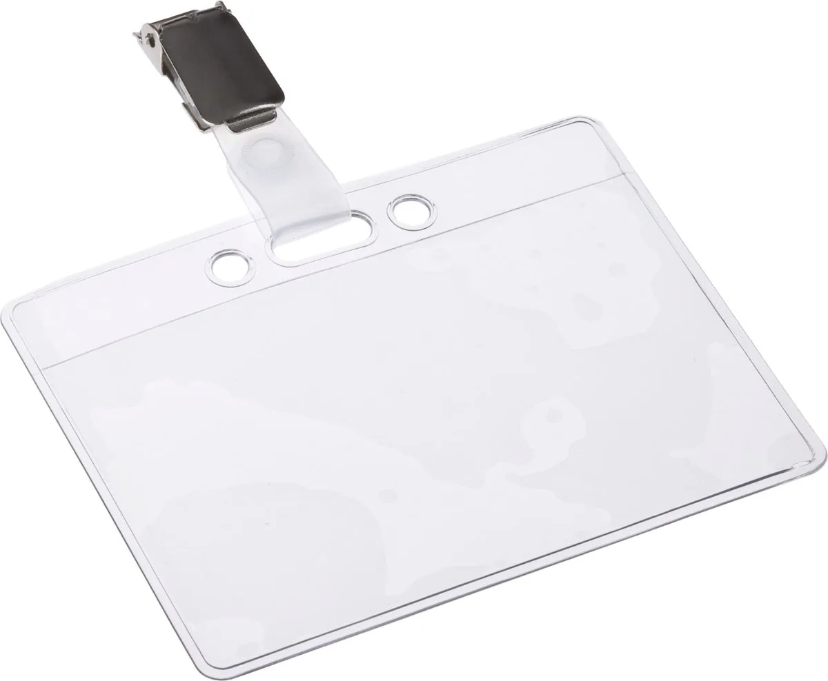 Badgehouder Europel strip + clip – 90 x 60 mm – Transparant – Open – 24 stuks de Europel en Transparent – photo produit