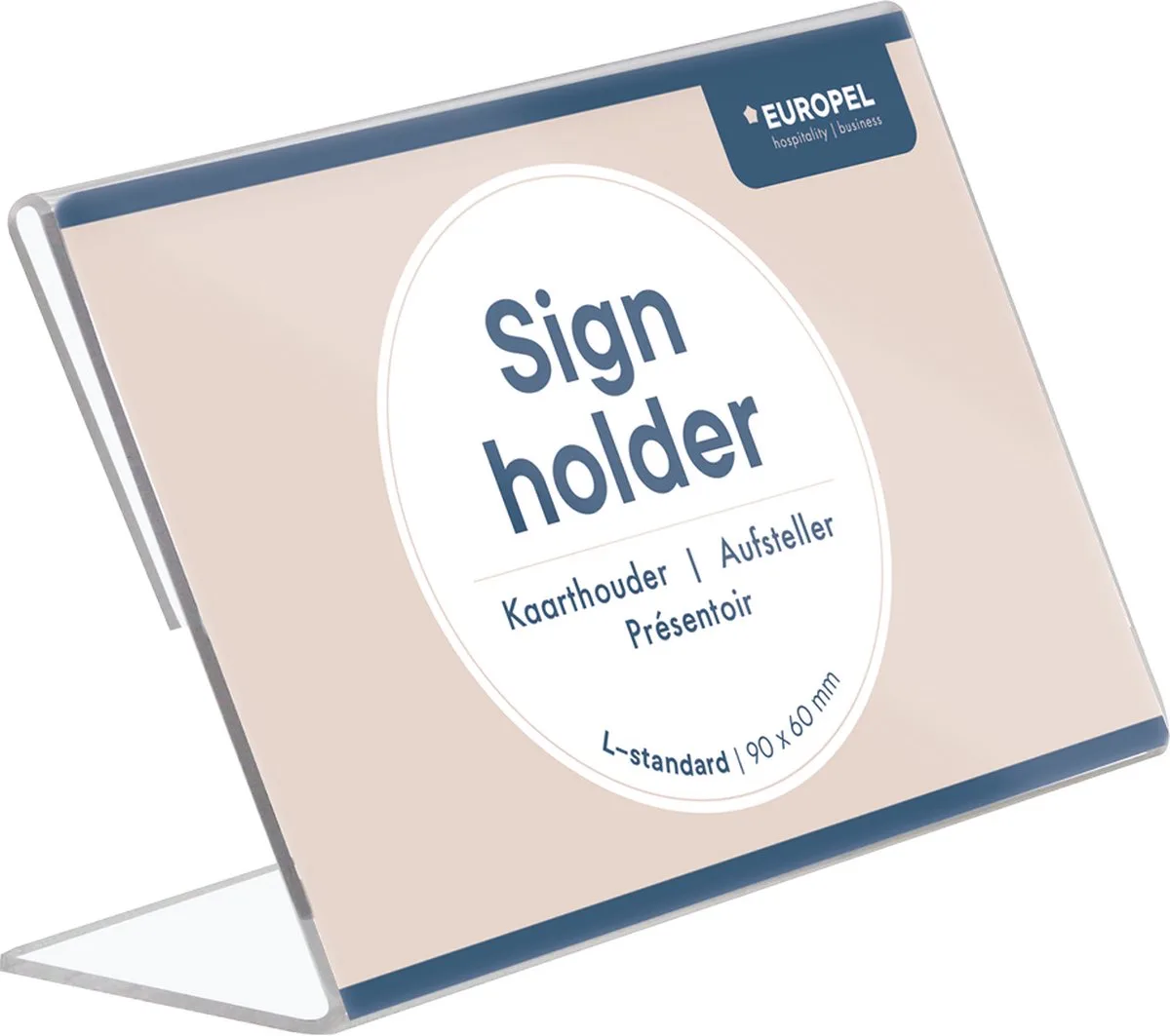 Kaarthouder Europel Liggend - L-standaard - 9 x 6 cm - Transparant van Europel in 90 × 60 mm – productfoto