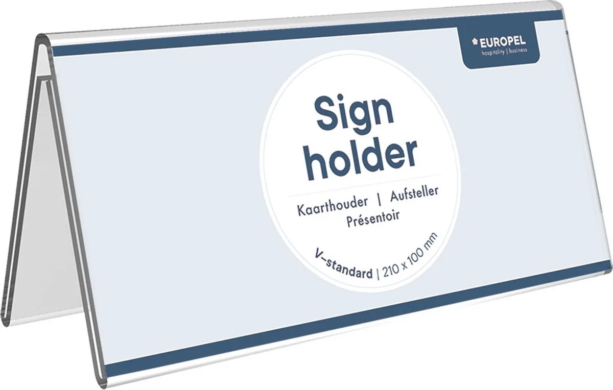 Kaarthouder Europel - V-standaard - 21 x 10 cm - Presenteren - Acryl von Europel in Transparent – Produktfoto