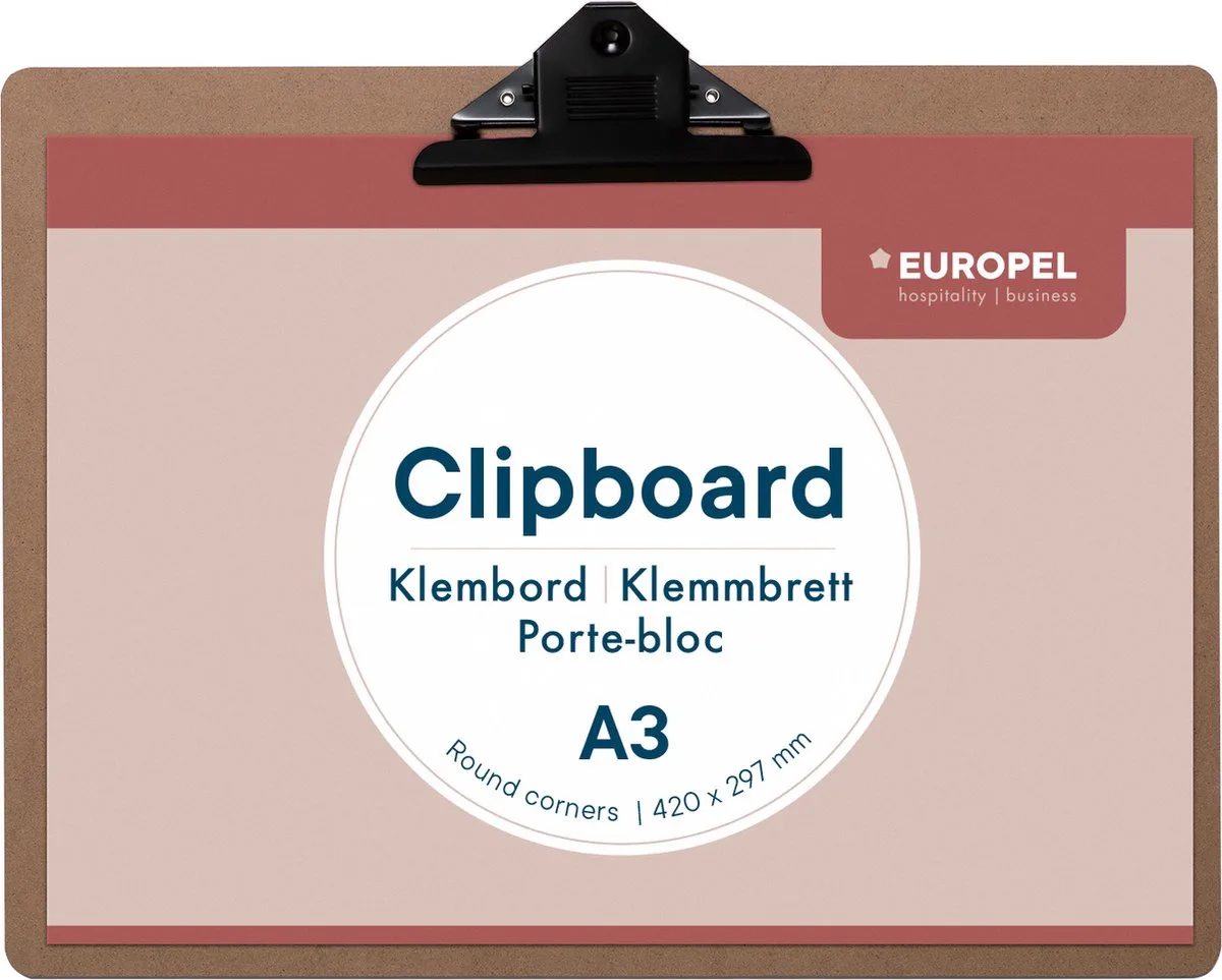 Klembord - Clipboard - A3 liggend - 42 x 29,7 cm - 1 stuk von Europel in Hout – Produktfoto