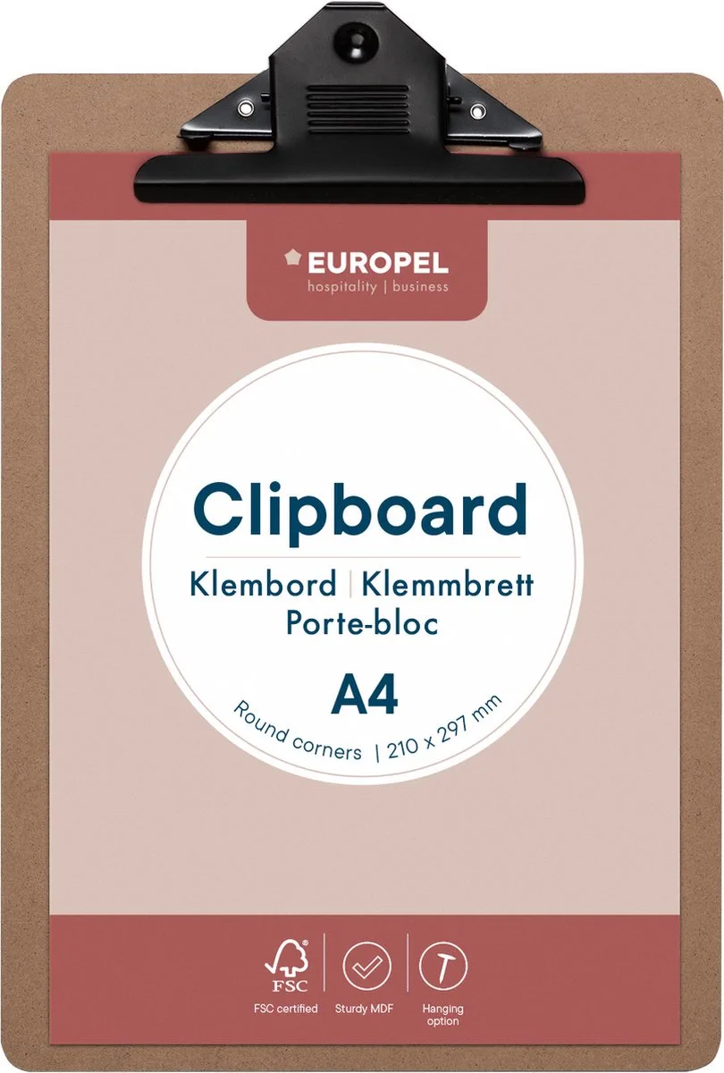 Klembord - Clipboard - A4 - 21 x 29,7 cm - 1 stuk von Europel in Hout – Produktfoto