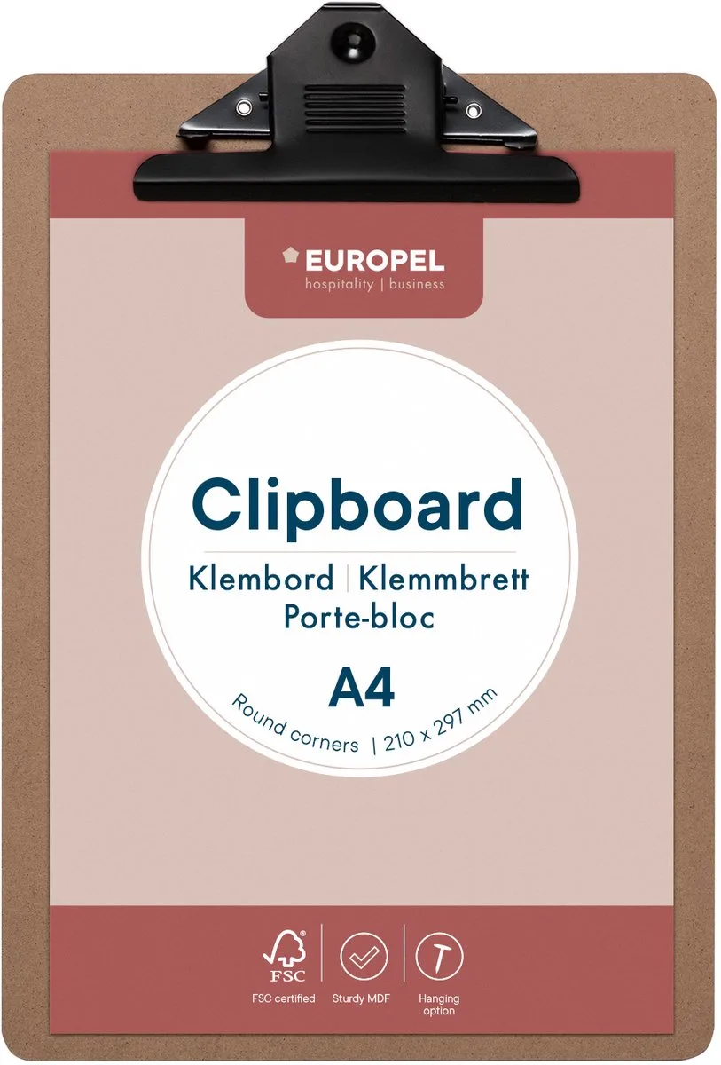 Klembord - Clipboard - A4 - 21 x 29,7 cm - 12 stuks von Europel in Hout – Produktfoto