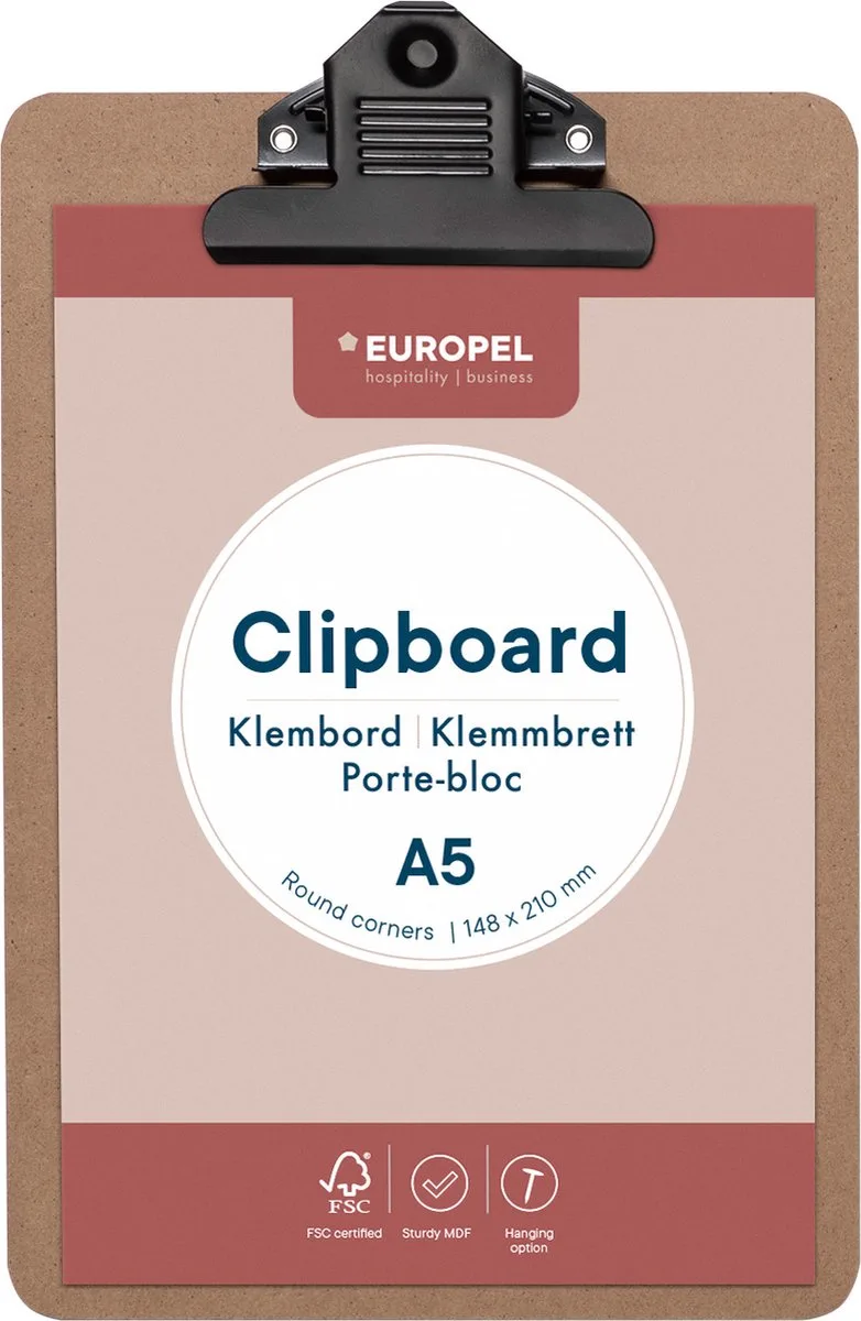 Klembord - Clipboard - A5 - 14,8 x 21 cm - 1 stuk van Europel in Hout – productfoto