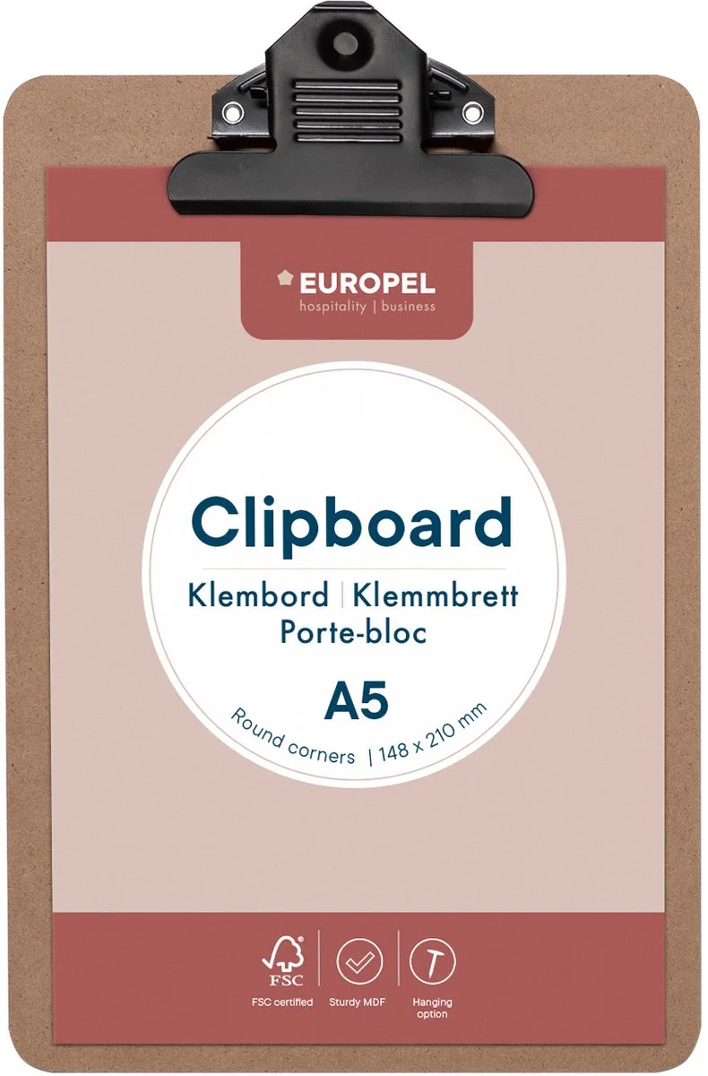 Klembord - Clipboard - A5 - 14,8 x 21 cm - 12 stuks von Europel in Hout – Produktfoto