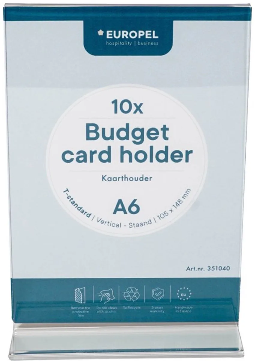 tafelstandaard Budget, DIN A6, acryl, 10 stuks von Europel – Produktfoto