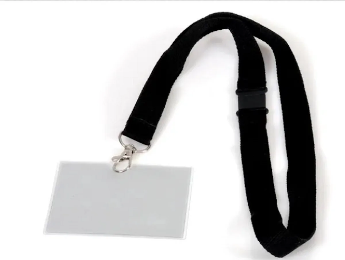 Transparante Naambadge met Nekkoord – Liggende Pashouder met Karabijnhaak – Badgehouder voor ID-kaart, Werkpas & Beurs – Keycord Lanyard – 1 Stuk från Europel i Svart – produktbild