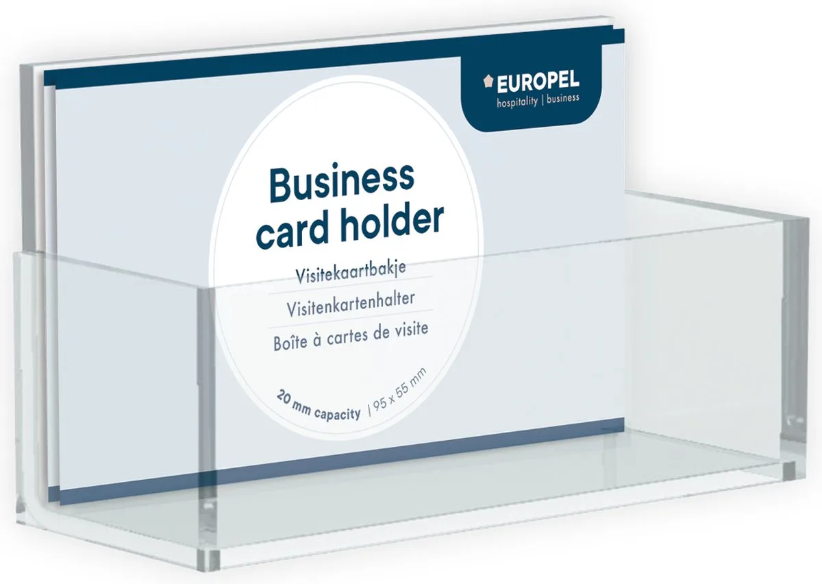 Visitekaarthouder - Transparant Acryl - Compact - Voor 55x95mm Kaartjes van Europel in Transparant – productfoto