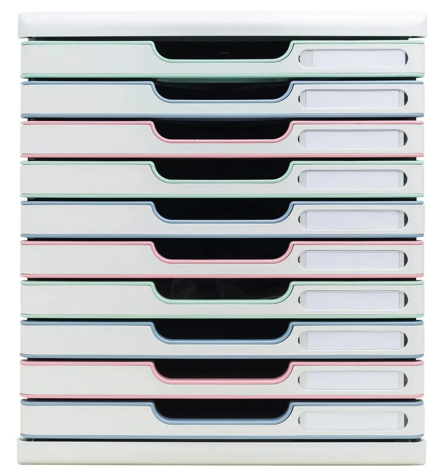 Aufbewahrungsbox Schubladenbox Modulo, 10 Schubladen, AutentiK Farben sortiert 302303D, Schubladenboxen von Exacompta in Mehrfarbig – Produktfoto