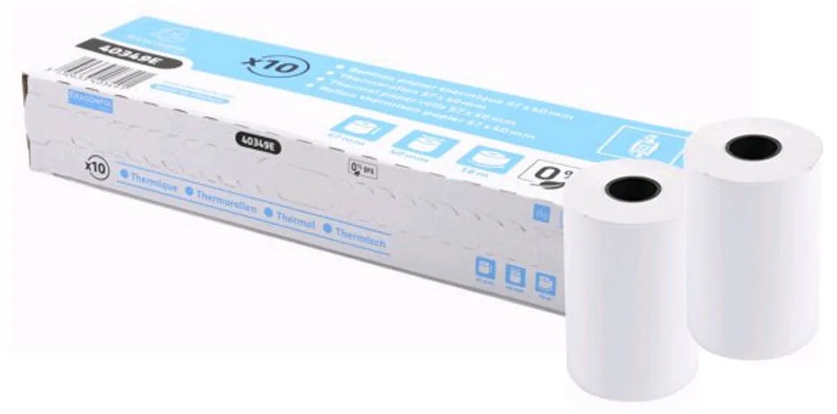 Bankterminal rollen 57x35mm - 1 laag thermisch papier 44g/m2 - zonder BPA - 44809E van Exacompta in Wit – productfoto