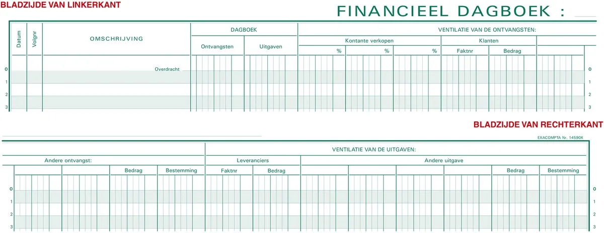 Boekhoudingsregister Financieel dagboek - Nederlandstalig - ingebonden - 80 blad - - 14590X fra Exacompta i Ander – produktbillede