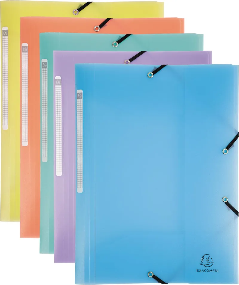 Chromaline elastomap met 3 kleppen, met rugetiket, geassorteerde pastelkleuren by Exacompta – product photo