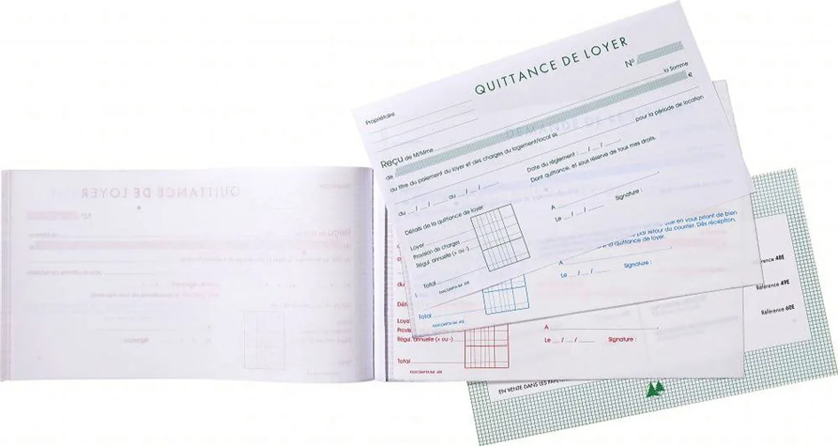 Doorschrijfpapier Huurkanties 12,5x21cm 50 bladen triple zelfkopiërend - - 43E de Exacompta – photo produit