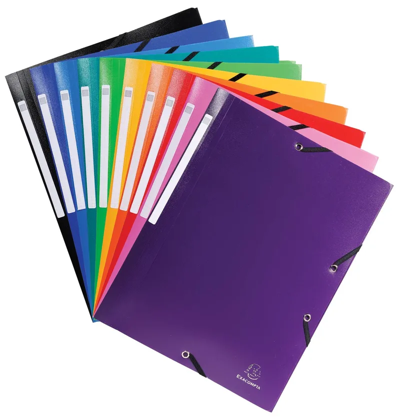 elastomap 10 geassorteerde kleuren: zwart, donkerblauw, lichtblauw, turkoois, groen, geel, o... by Exacompta – product photo
