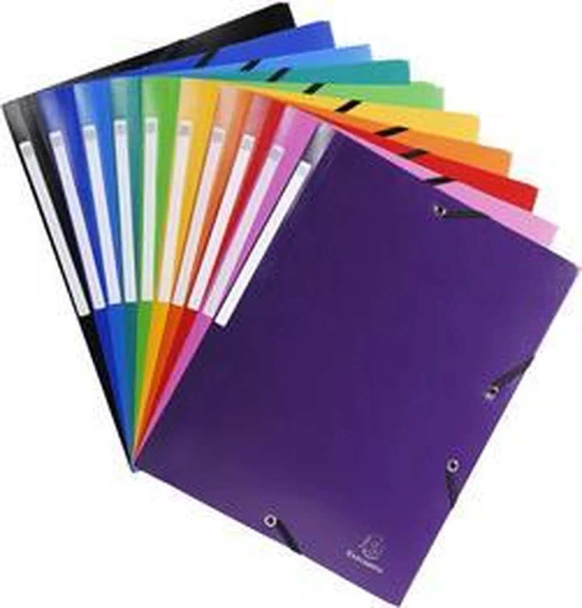 Elastomap 3 kleppen PP 5/10de Ondoorschijnend - A4 - Geassorteerd - 55840E de Exacompta en Blanc – photo produit