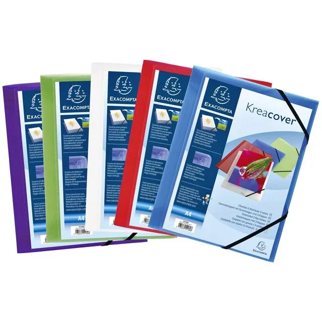 Elastomap exacompta kreacover a4 3 klep pp assorti | 5 stuks von Exacompta – Produktfoto