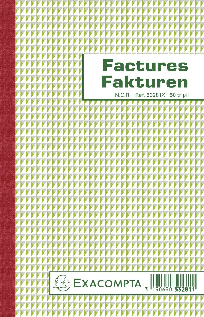 Exacompta 10x Facturen 21x13,5cm 50 blad doorschrijfpapier tripli Tweetalig - - 53281X från Exacompta i Ander – produktbild