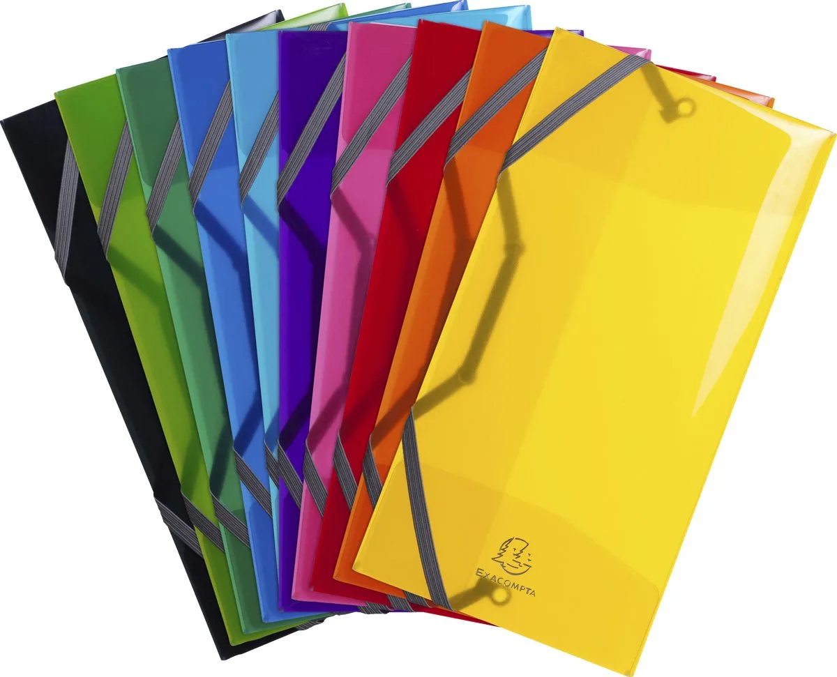 Exacompta 10x IDERAMA® PP Elastomap met 3 kleppen - envelop formaat 23.5x12cm - 55770E van Exacompta in Geassorteerd – productfoto