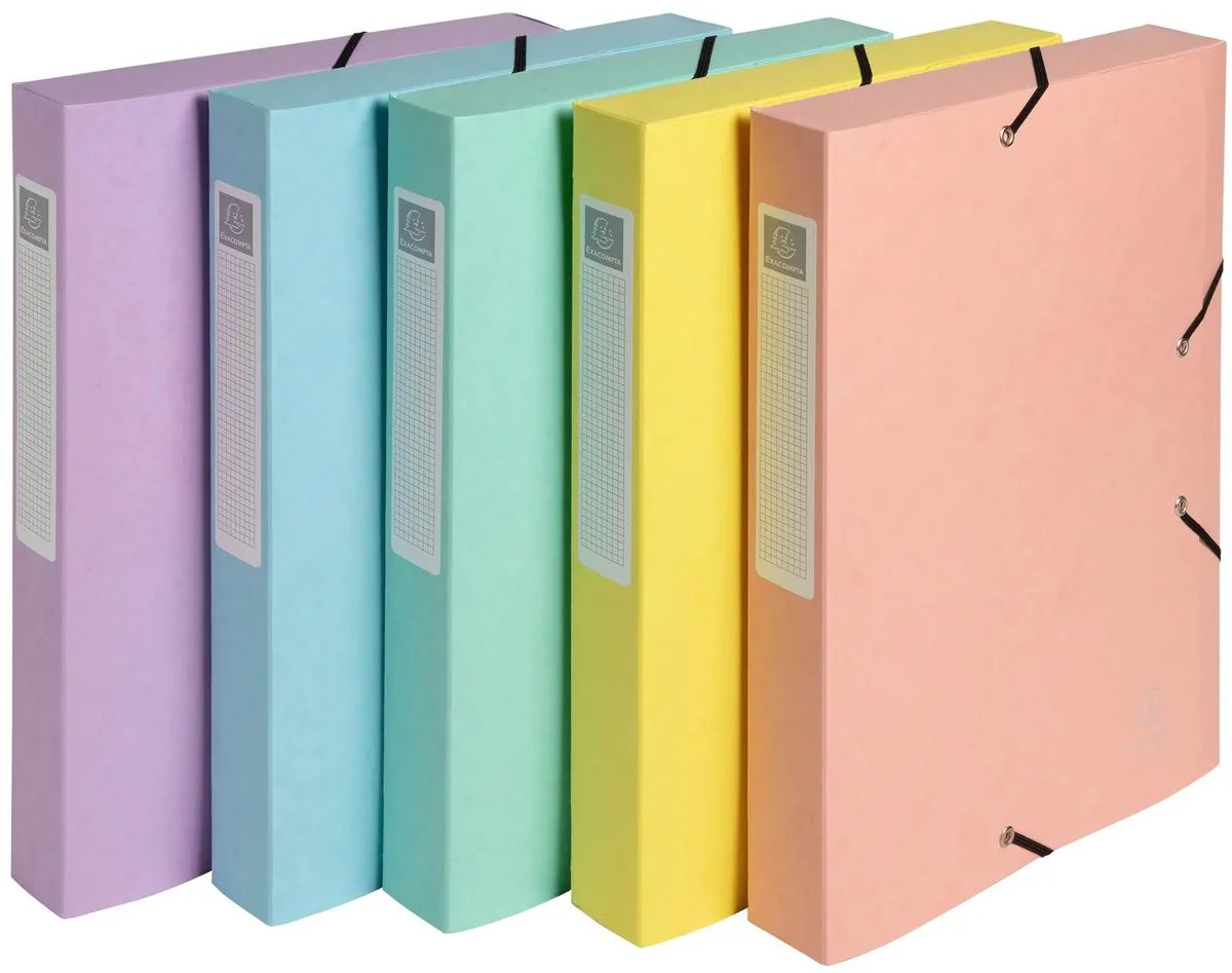 Exacompta 10x Klasseerdoos Cartobox vlak geleverd - Rug 40mm Glanskarton Aquarel - A4 - 14460E van Exacompta in Geassorteerd – productfoto