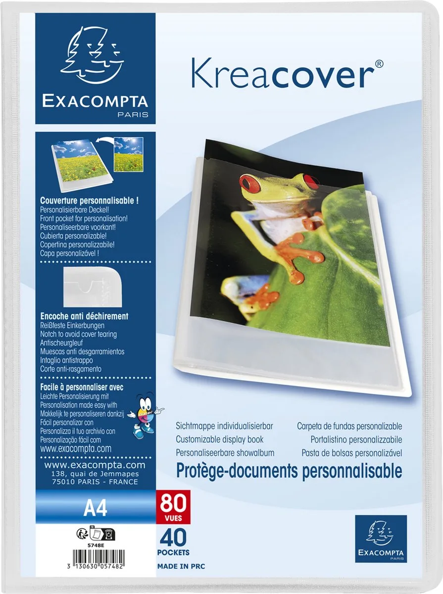 Exacompta 10x Kreacover® Chromaline Personaliseerbare showalbums PP met vaste rug - 40 tassen - 80 zichten - A4 - 5748E by Exacompta in Kleurloos – product photo