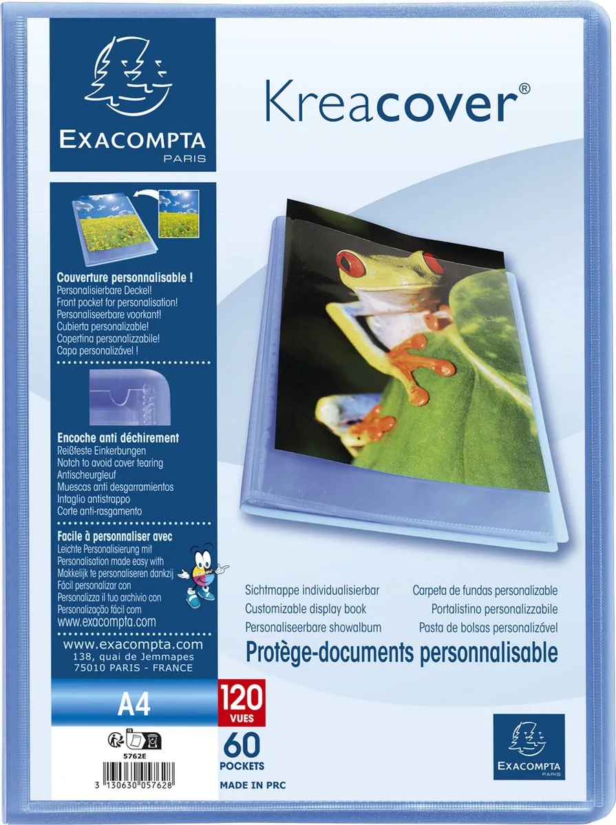 Exacompta 10x Kreacover® Chromaline Personaliseerbare showalbums PP met vaste rug - 60 tassen - 120 zichten - A4 - 5762E by Exacompta in Blue – product photo