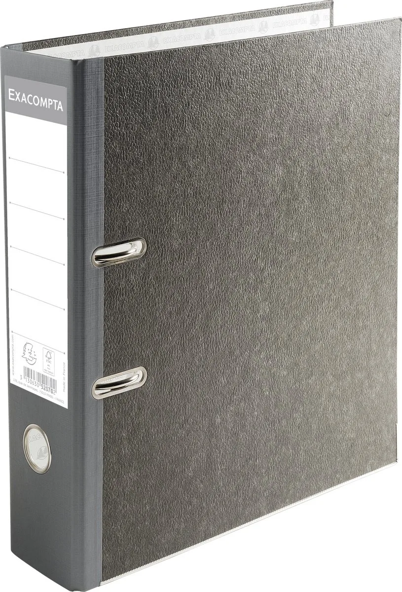 Exacompta 10x Ordner met hefboom in grijs gemarmerd karton rug 70mm - met perforator - A4 - 52070E de Exacompta en Grijs-Grijze rug – photo produit