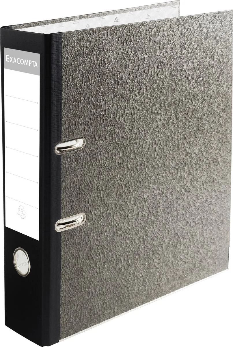 Exacompta 10x Ordner met hefboom Prem'Touch® - rug 80mm - A4 maxi - 53681E van Exacompta in Grijs-Zwarte rug – productfoto