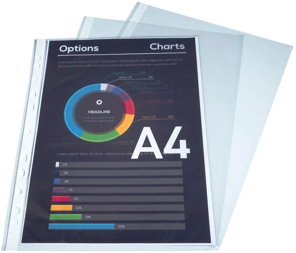 Exacompta 10x Pak van 10 geperforeerde showtassen - gladde PP 6/100ste - A4 - 5010E by Exacompta in Transparent – product photo