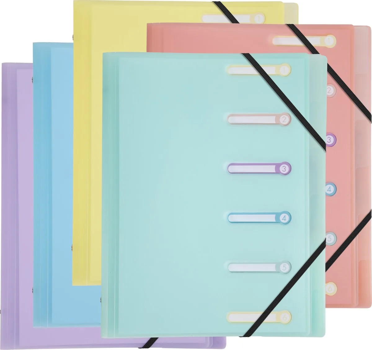 Exacompta 10x Sorteermap polypropyleen met 3 kleppen Chromalin Pastel 6 verdelingen - 56170E by Exacompta in Geassorteerd – product photo
