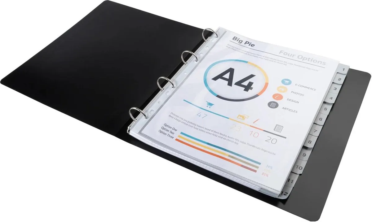 Exacompta 10x Tabbladen met bedrukte tabs in gerecycled PP - 12 tabs - 1 tot 12 - A4 maxi - 2912E van Exacompta in Grijs – productfoto