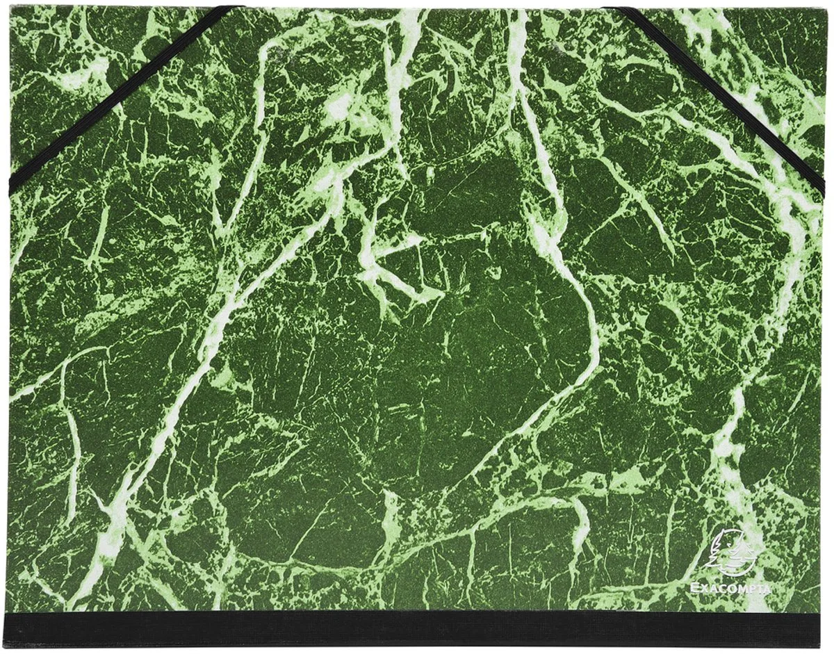 Exacompta 10x Tekenmap gemarmerd vernist papier met elastieken 26x33 - A4 en 24x32cm - 625E de Exacompta en Vert – photo produit