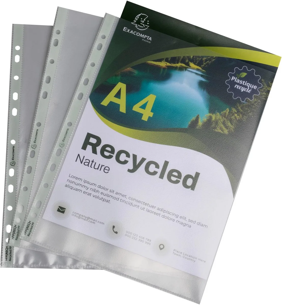 Exacompta 10x Zakje met 25 geperforeerde showtassen in gerecycled PP Forever 12/100e - A4 - 5350E by Exacompta in Doorschijnend – product photo