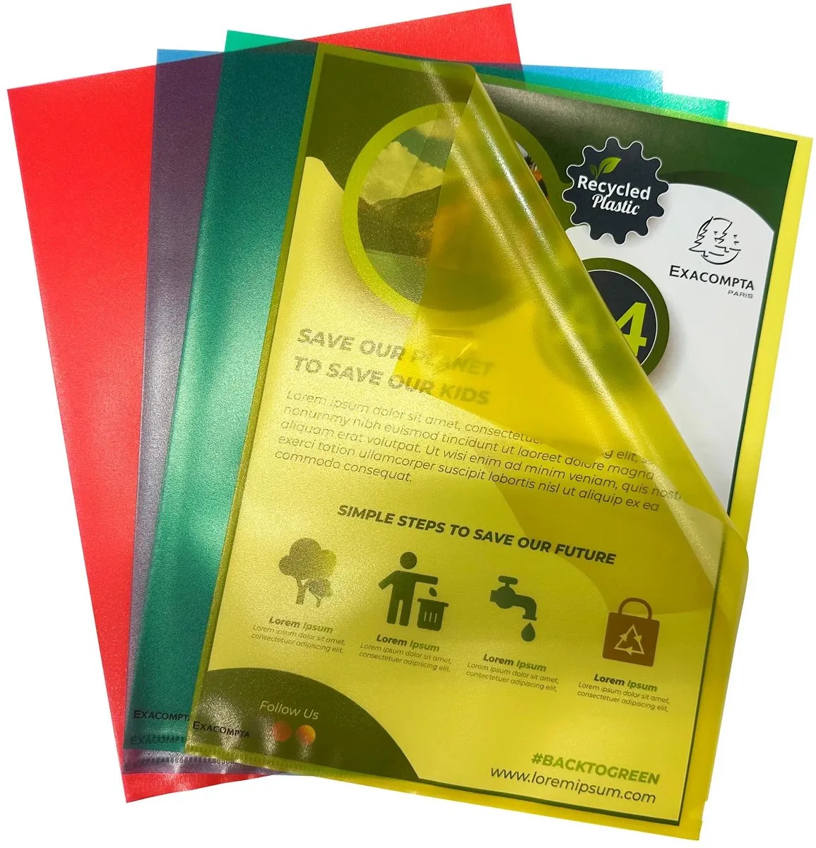 Exacompta 10x Zakje met 25 insteekmappen L-vorm in gerecycled PP Forever 12/100e - A4 - 58340E by Exacompta in Geassorteerd – product photo