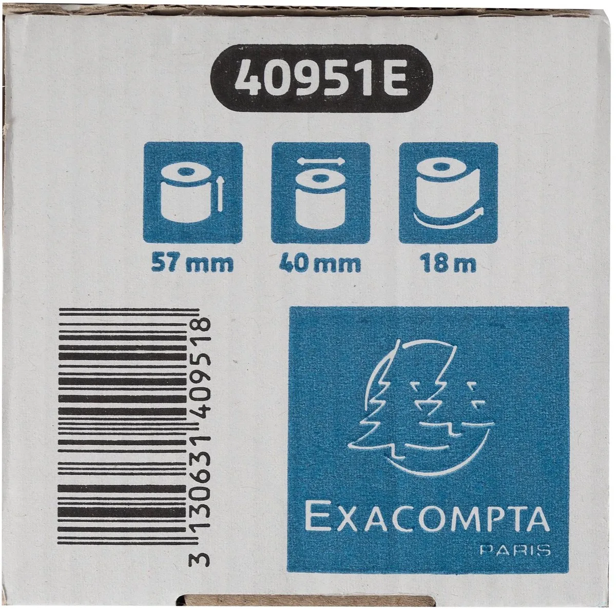 Exacompta 120x Telrol voor bankterminal 57x40mm - 1 laag thermisch papier 52g/m2 - Safe Contact - 40951E van Exacompta in Wit – productfoto
