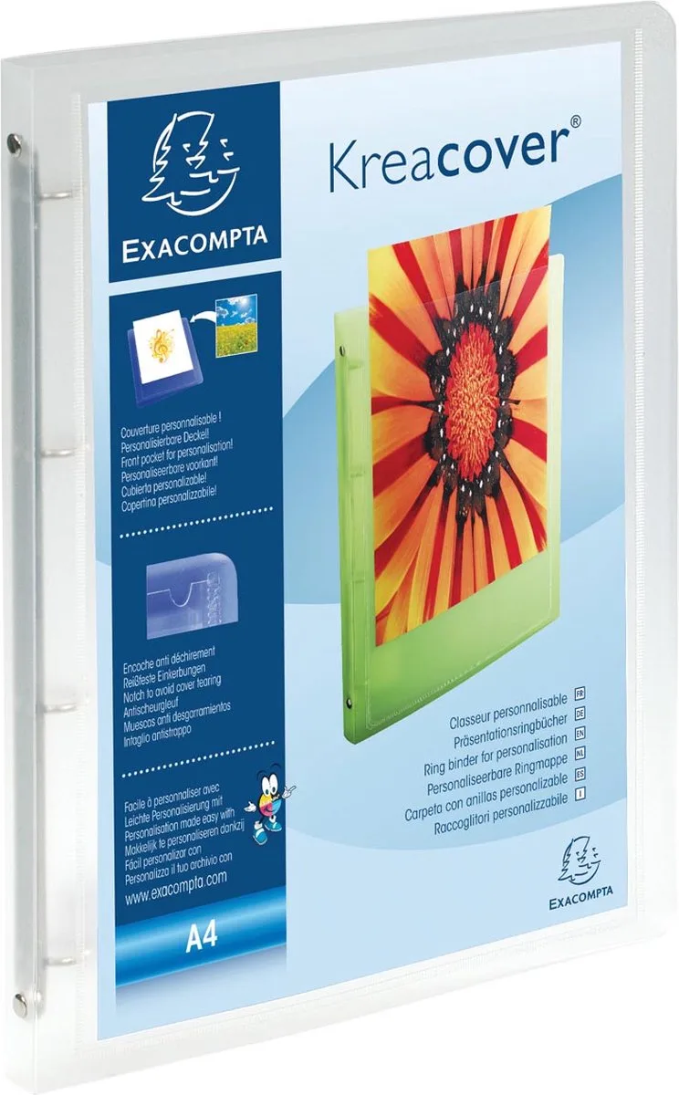Exacompta 12x Kreacover Ringband Chromaline PP 5/10de met 4 ringen van 15mm - A4 - 51968E by Exacompta in Kleurloos – product photo