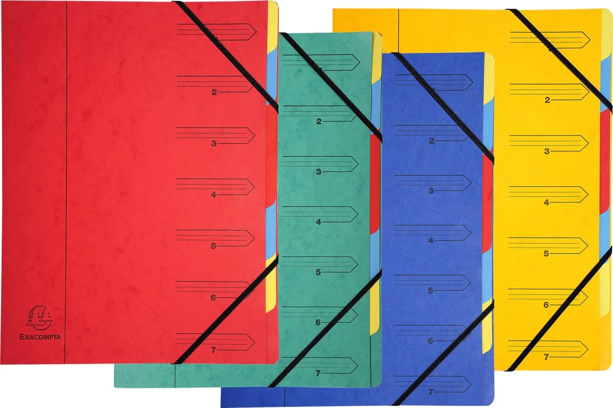 Exacompta 12x Sorteermap met vaste rug en elastosluiting - 7 indelingen - 54070E de Exacompta en Geassorteerd – photo produit