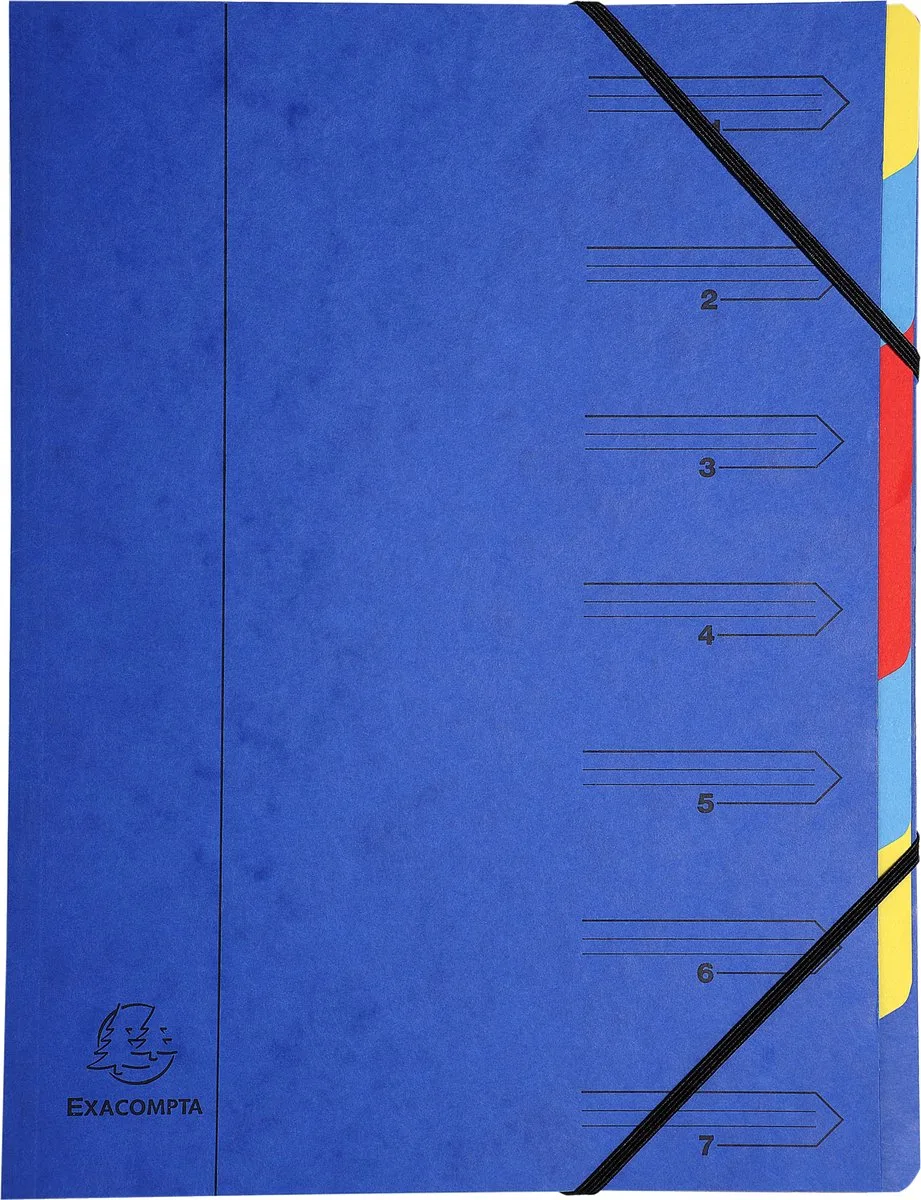 Exacompta 12x Sorteermap met vaste rug en elastosluiting - 7 indelingen - 54072E de Exacompta en Bleu – photo produit