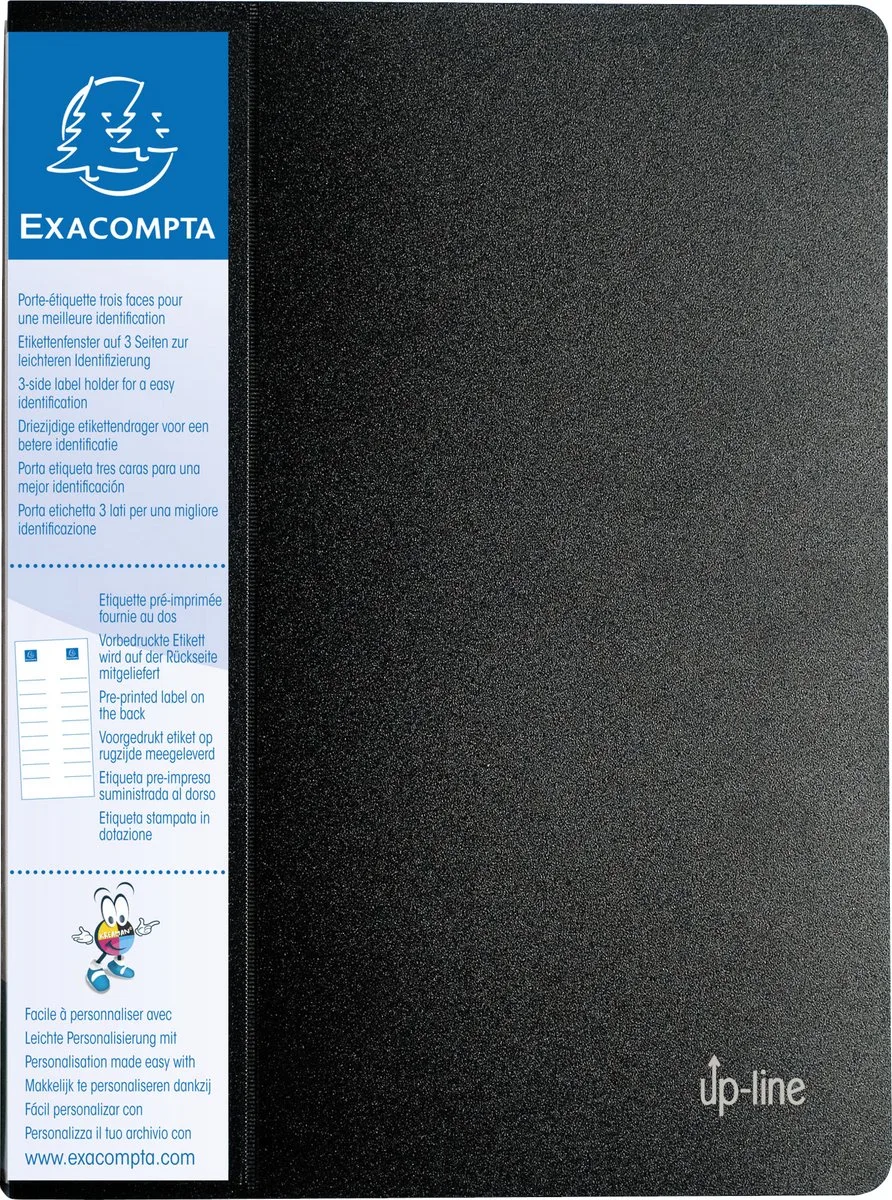 Exacompta 12x Up Line Showalbum met vaste rug en etiket op 3 zijden- harde PP- 30 tassen - 60 zichten - A4 - 88301E van Exacompta in Zwart – productfoto