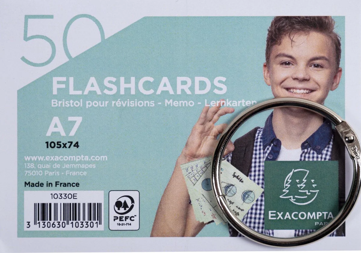 Exacompta 19x Pak 50 Flashcards - formaat A7 - gelijnd en geperforeerd - met gebroken ring - 10330E van Exacompta in Geassorteerd – productfoto