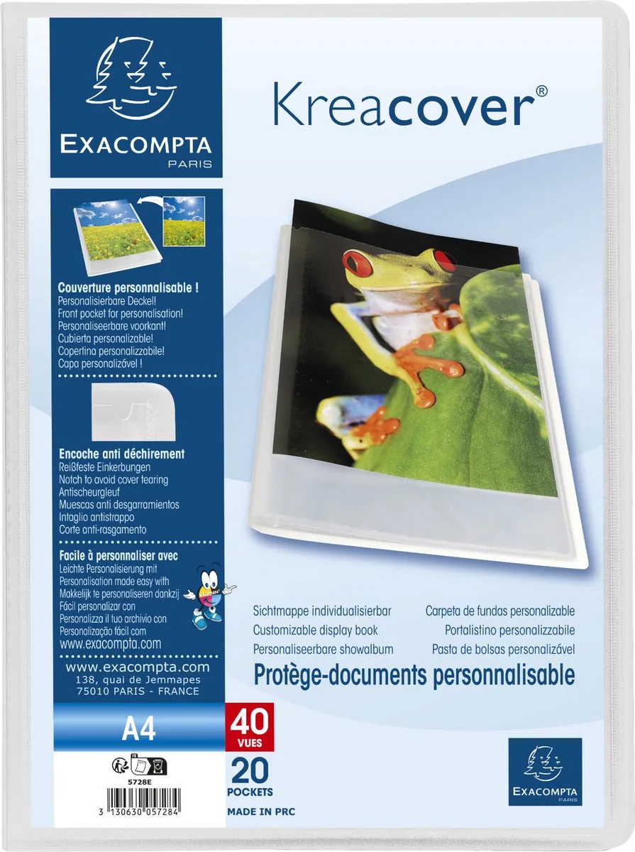 Exacompta 20x Kreacover Chromaline Personaliseerbare showalbums PP met vaste rug - halfharde omslag - 20 tassen - 40 zichten - A4 - 5729E från Exacompta i Kleurloos – produktbild